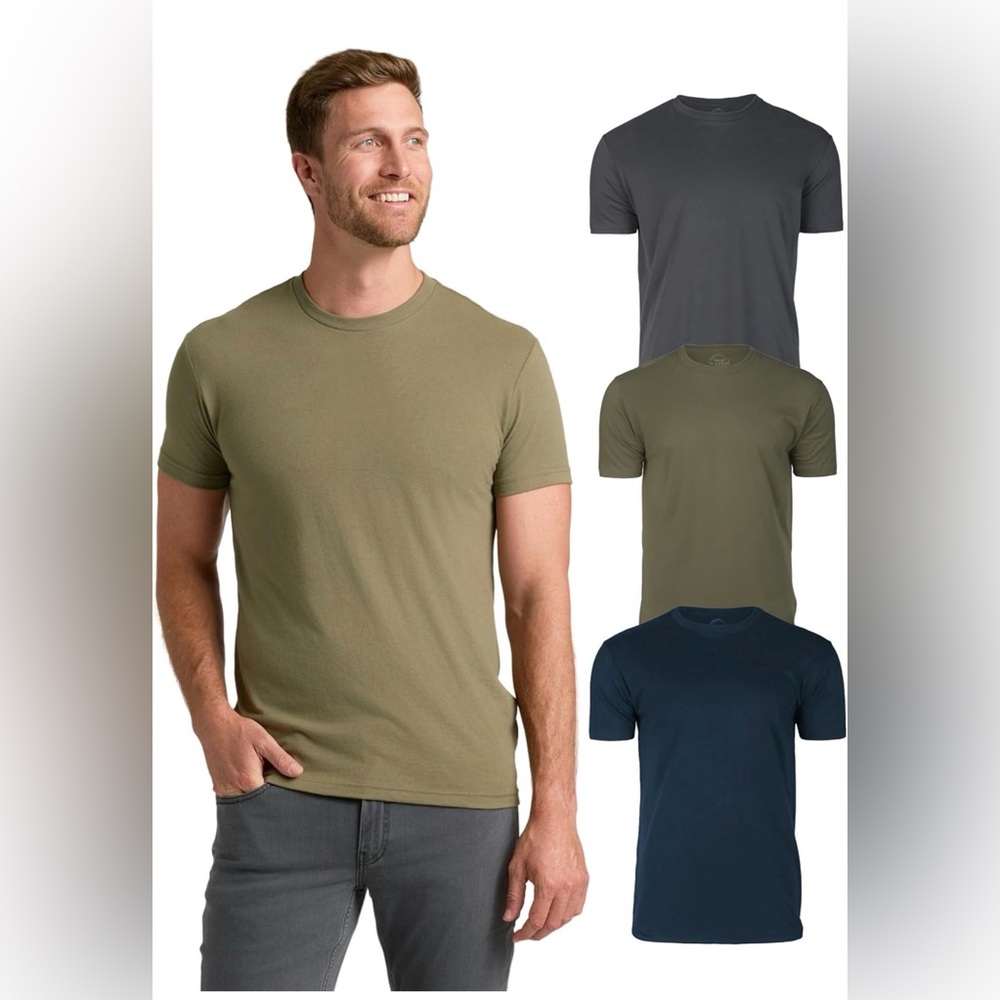 Bundle 3 pack Crewneck Short Sleeve T-Shirt - green, blue, carbon